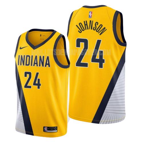 maillot nba homme de indiana pacers alize johnson 24 jaune statement 2019-20