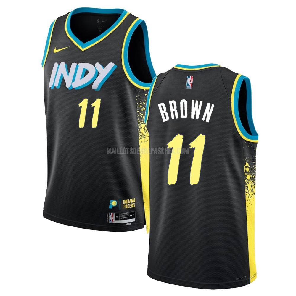 maillot nba homme de indiana pacers bruce brown 11 noir city edition 2023-24
