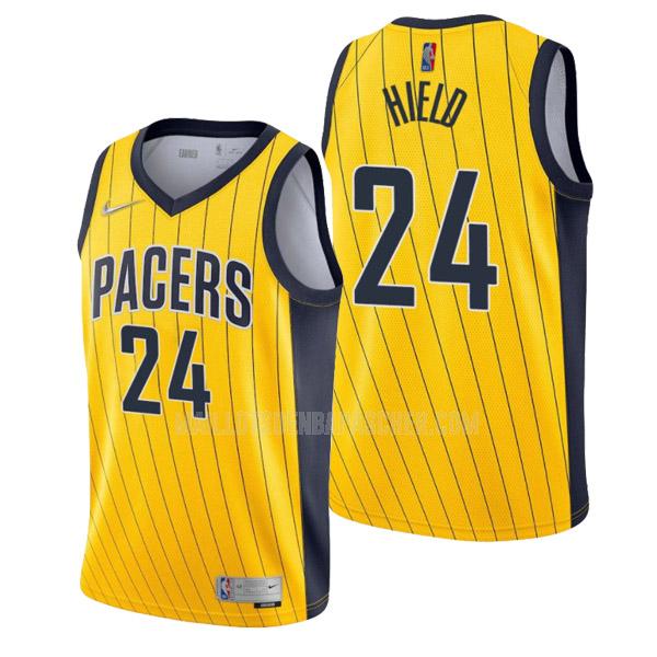 maillot nba homme de indiana pacers buddy hield 24 jaune earned edition 2022