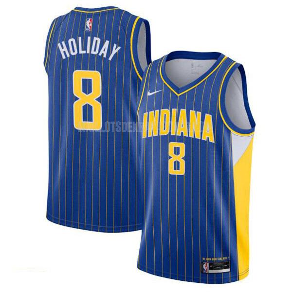 maillot nba homme de indiana pacers justin holiday 8 bleu city edition 2020-21