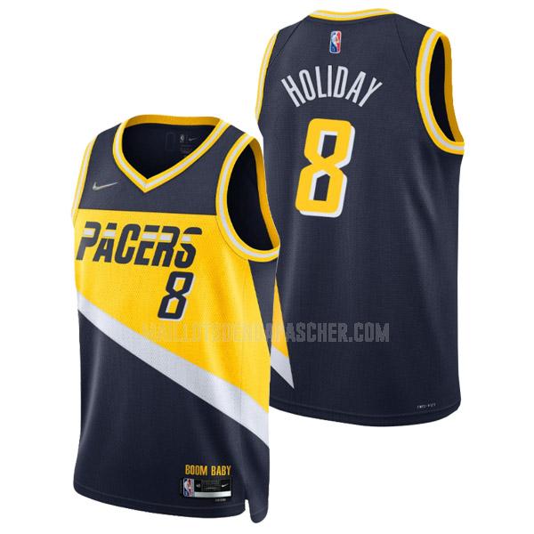maillot nba homme de indiana pacers justin holiday 8 bleu marine 75 anniversaire city edition 2021-22