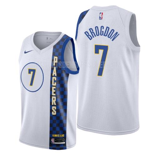 maillot nba homme de indiana pacers malcolm brogdon 7 blanc city edition 2019-20