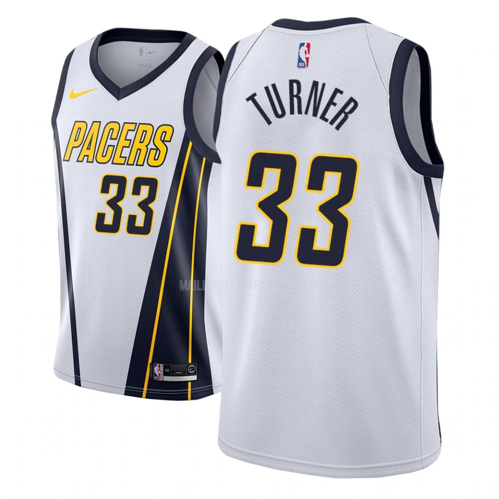 maillot nba homme de indiana pacers myles turner 33 blanc earned version