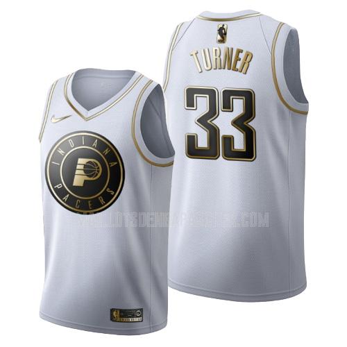 maillot nba homme de indiana pacers myles turner 33 blanc or version