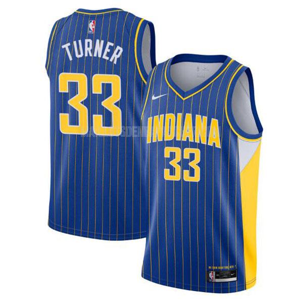 maillot nba homme de indiana pacers myles turner 33 bleu city edition 2020-21