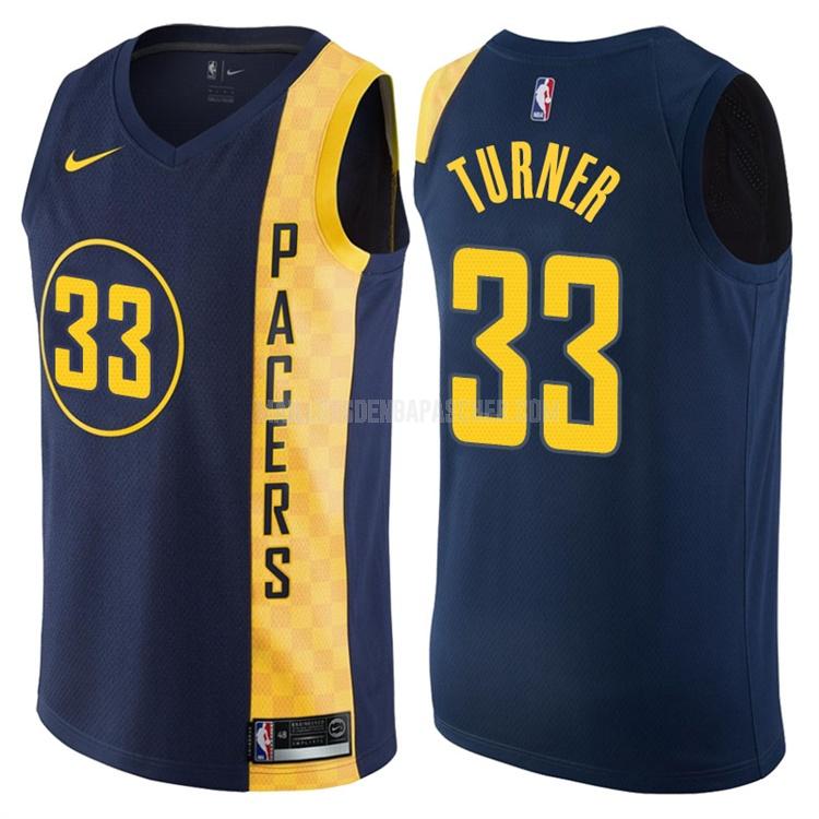 maillot nba homme de indiana pacers myles turner 33 bleu marin city edition