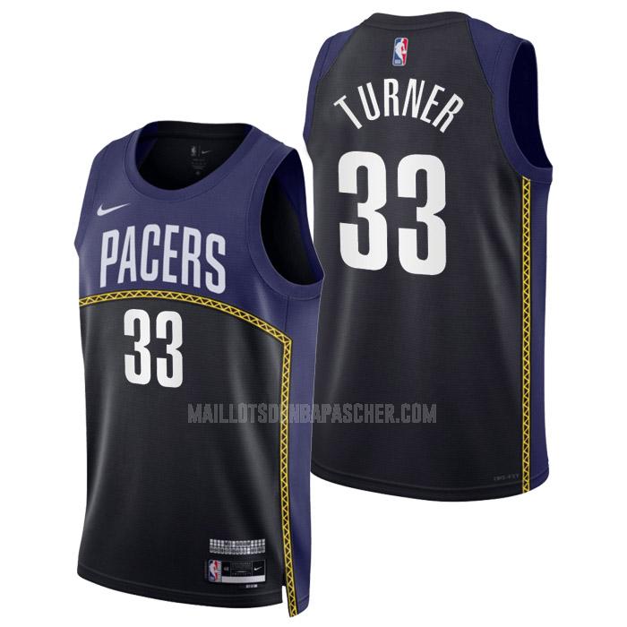 maillot nba homme de indiana pacers myles turner 33 noir city edition 2022-23