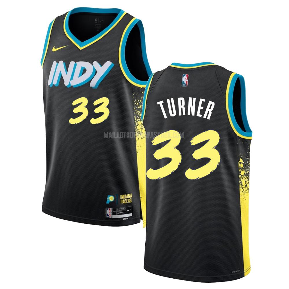 maillot nba homme de indiana pacers myles turner 33 noir city edition 2023-24