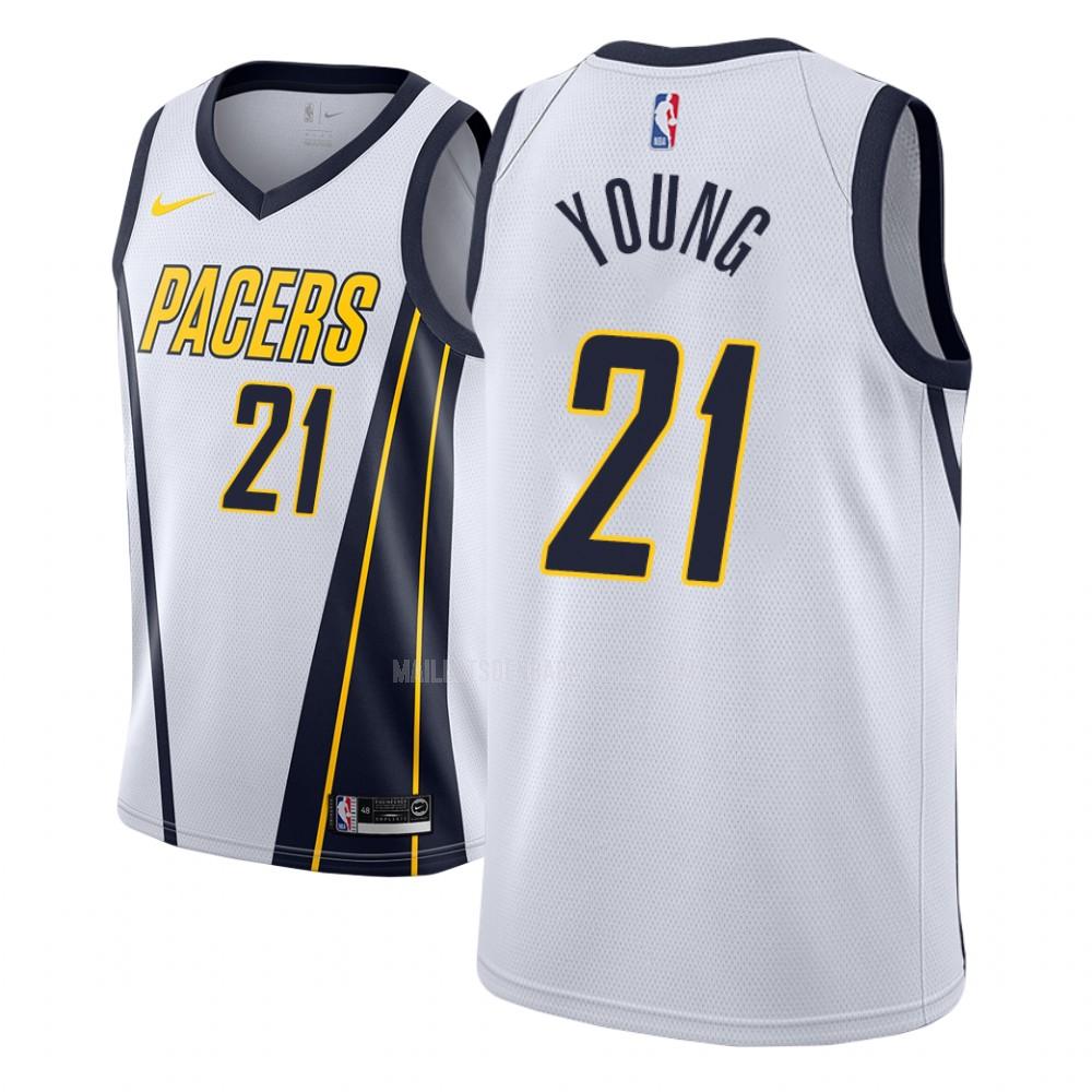 maillot nba homme de indiana pacers thaddeus young 21 blanc earned version