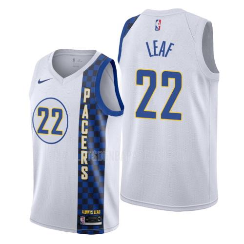 maillot nba homme de indiana pacers tj leaf 22 blanc city edition 2019-20