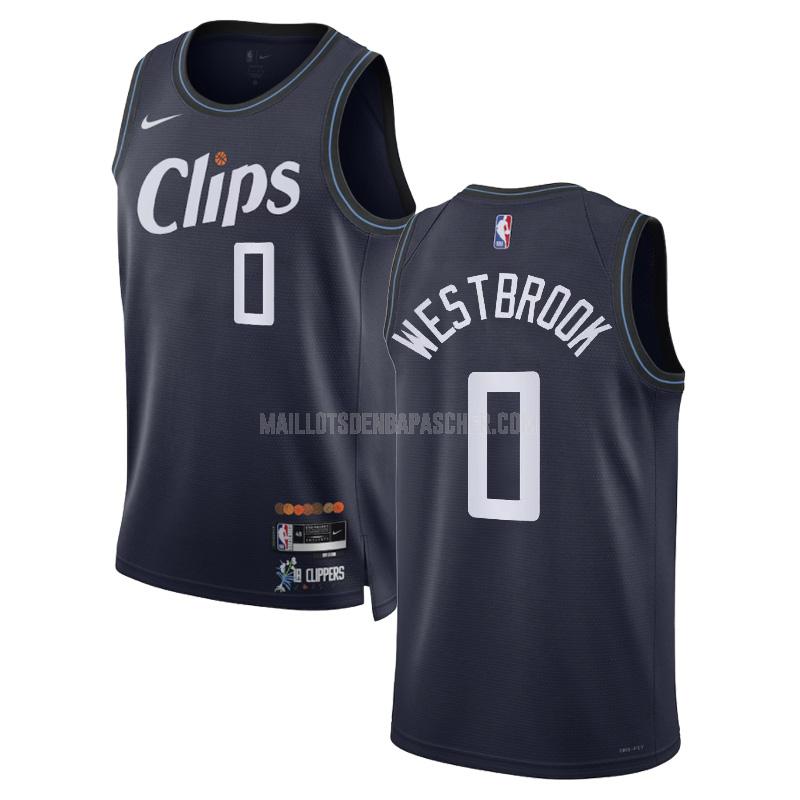 maillot nba homme de los angeles clippers russell westbrook 0 bleu marine city edition 2023-24