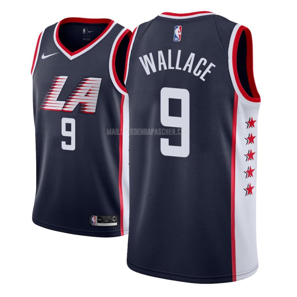 maillot nba homme de los angeles clippers tyrone wallace 9 bleu marin city edition