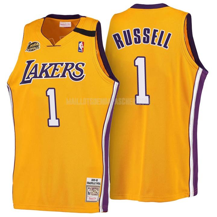 maillot nba homme de los angeles lakers d'angelo russell 1 jaune hardwood classics