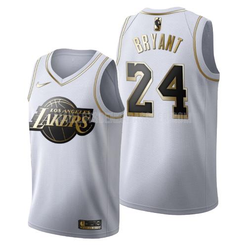 maillot nba homme de los angeles lakers kobe bryant 24 blanc or version