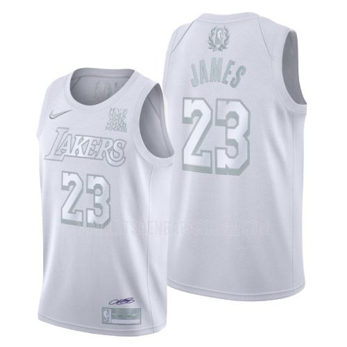 maillot nba homme de los angeles lakers lebron james 23 blanc mvp