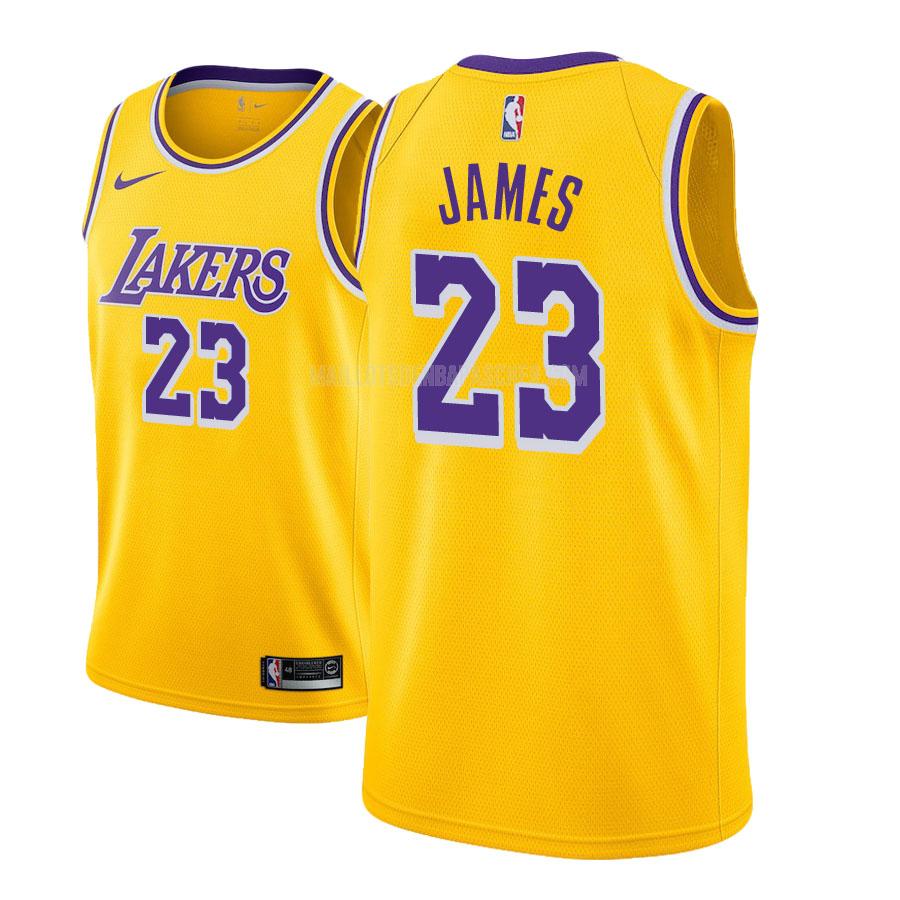 maillot nba homme de los angeles lakers lebron james 23 jaune icon