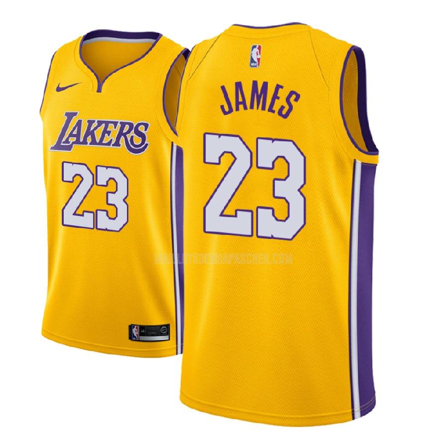 maillot nba homme de los angeles lakers lebron james 23 jaune icon 2018-19