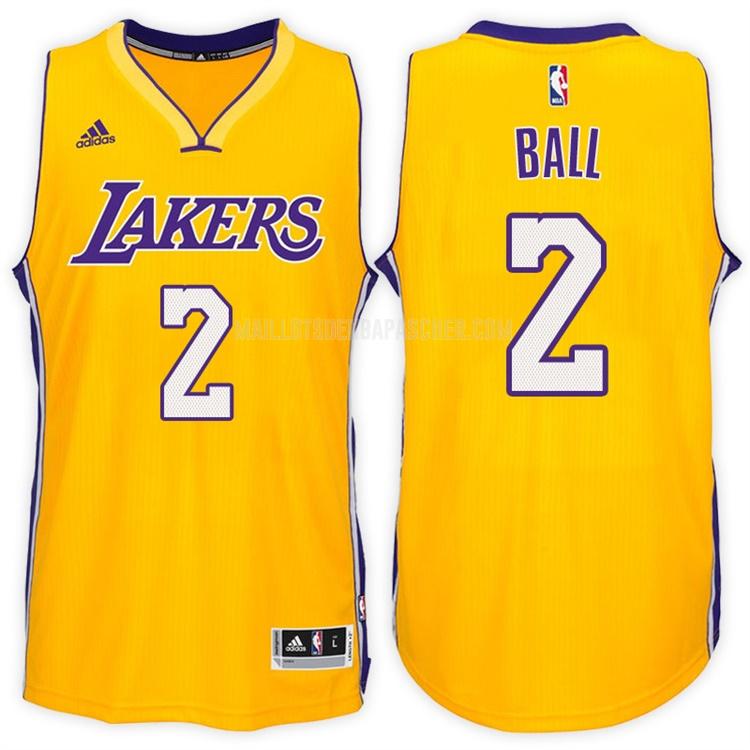 maillot nba homme de los angeles lakers lonzo ball 2 jaune home