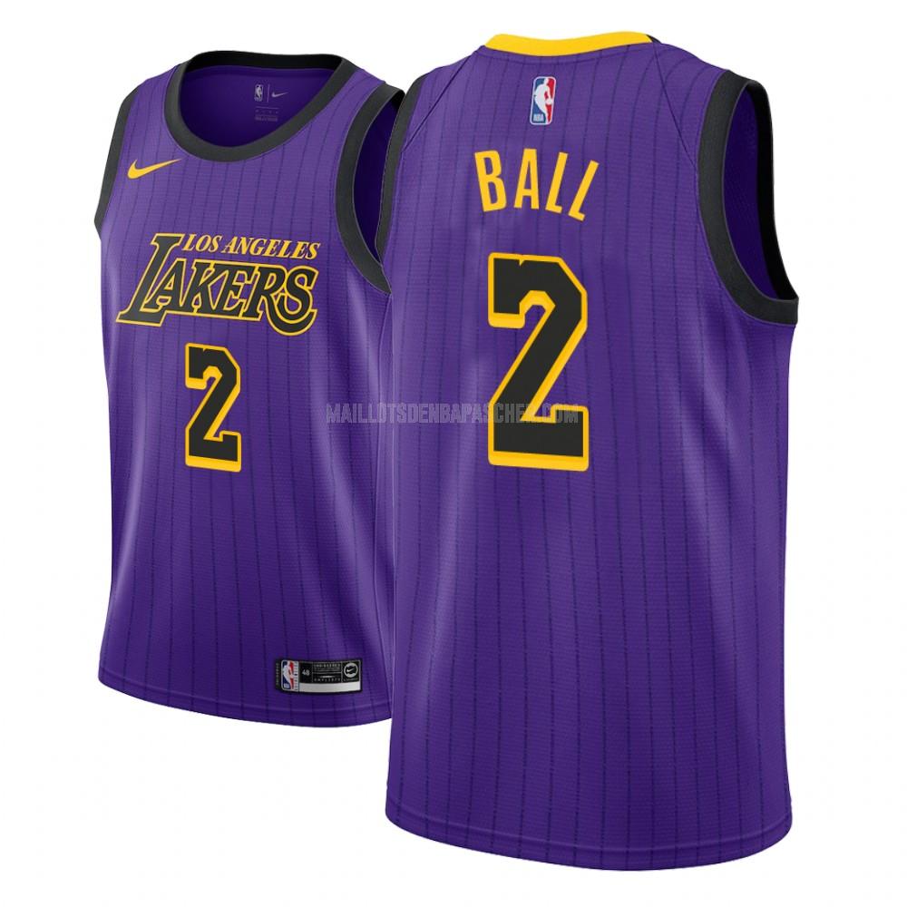 maillot nba homme de los angeles lakers lonzo ball 2 violet city edition