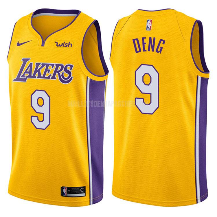 maillot nba homme de los angeles lakers luol deng 9 jaune icon 2017-18