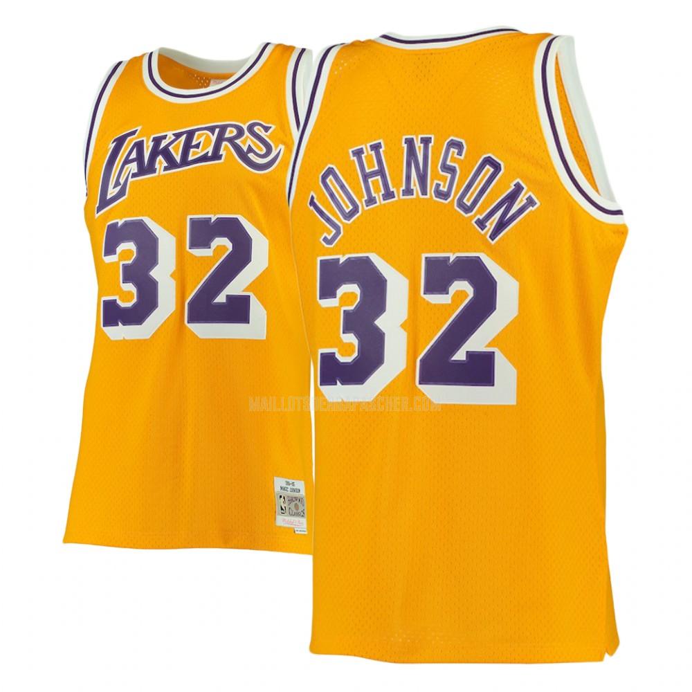 maillot nba homme de los angeles lakers magic johnson 32 jaune hardwood classics