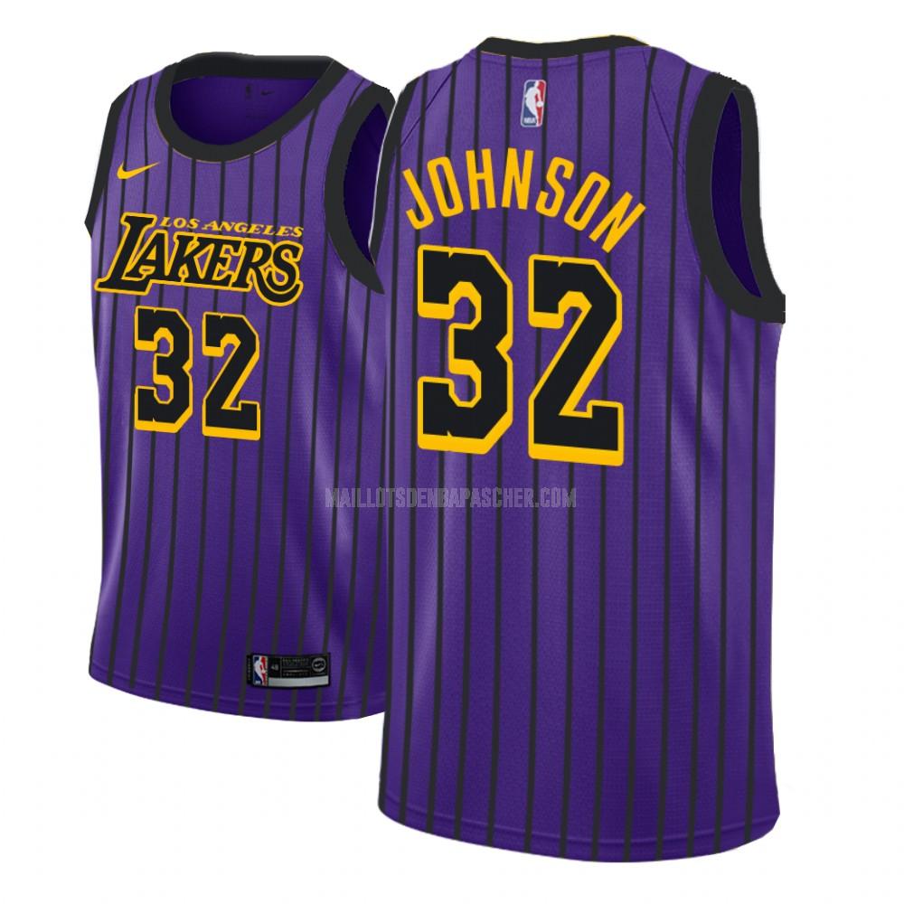 maillot nba homme de los angeles lakers magic johnson 32 violet city edition