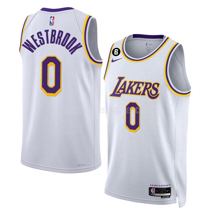 maillot nba homme de los angeles lakers russell westbrook 0 blanc association edition 2022-23