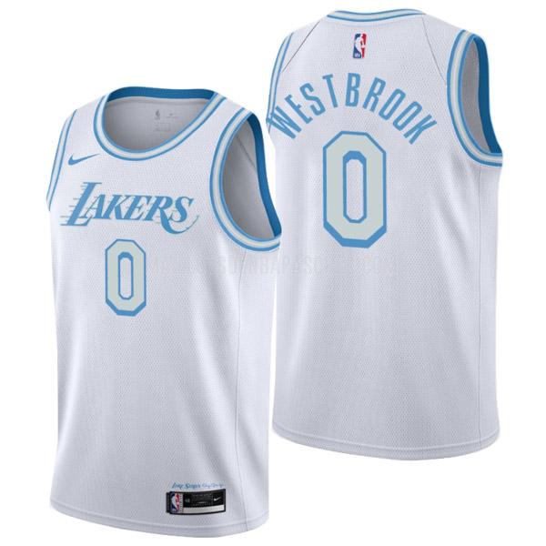 maillot nba homme de los angeles lakers russell westbrook 0 blanc city edition