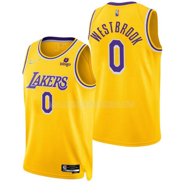 maillot nba homme de los angeles lakers russell westbrook 0 jaune 75 anniversaire icon edition 2021-22
