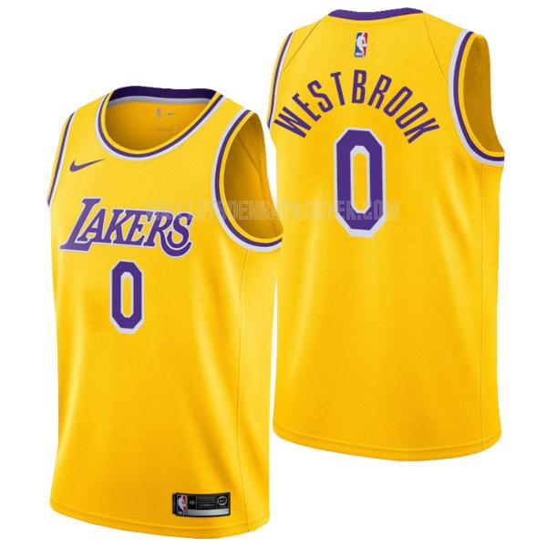 maillot nba homme de los angeles lakers russell westbrook 0 jaune icon edition
