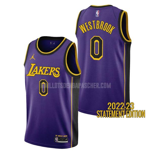 maillot nba homme de los angeles lakers russell westbrook 0 violet statement edition 2022-23