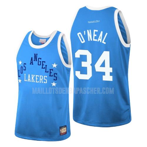 maillot nba homme de los angeles lakers shaquille o'neal 34 bleu hardwood classics