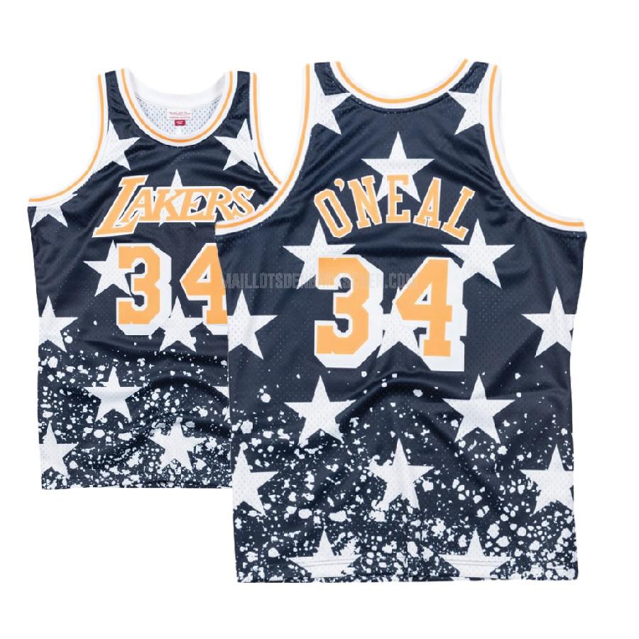 maillot nba homme de los angeles lakers shaquille o'neal 34 bleu marin throwback