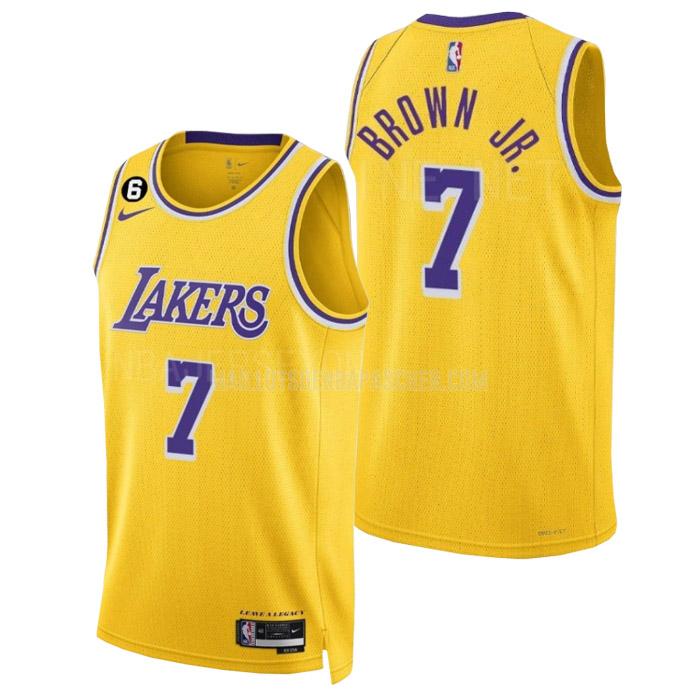 maillot nba homme de los angeles lakers troy brown jr 7 jaune icon edition 2022-23