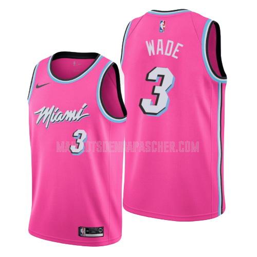 maillot nba homme de miami heat dwyane wade 3 rose earned version