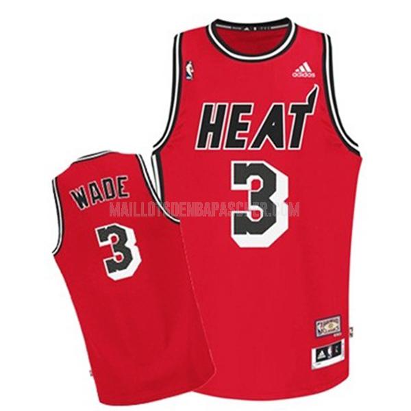 maillot nba homme de miami heat dwyane wade 3 rouge hwc