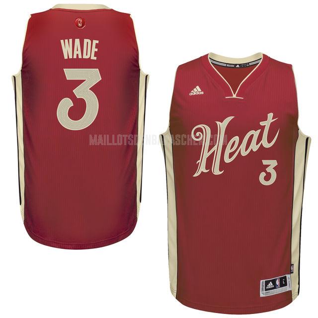 maillot nba homme de miami heat dwyane wade 3 rouge noël 2015