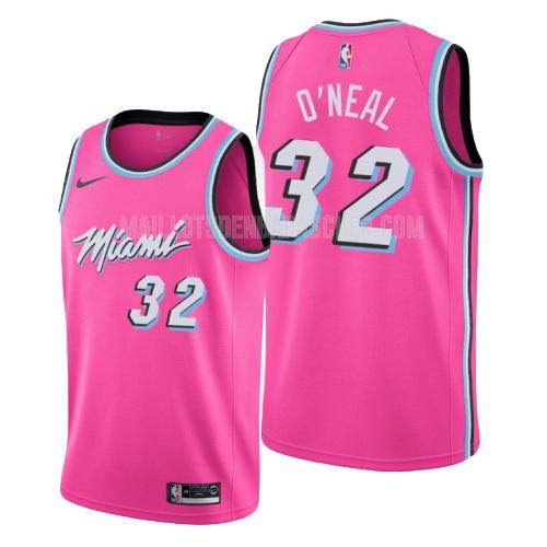 maillot nba homme de miami heat shaquille o'neal 32 rose earned version