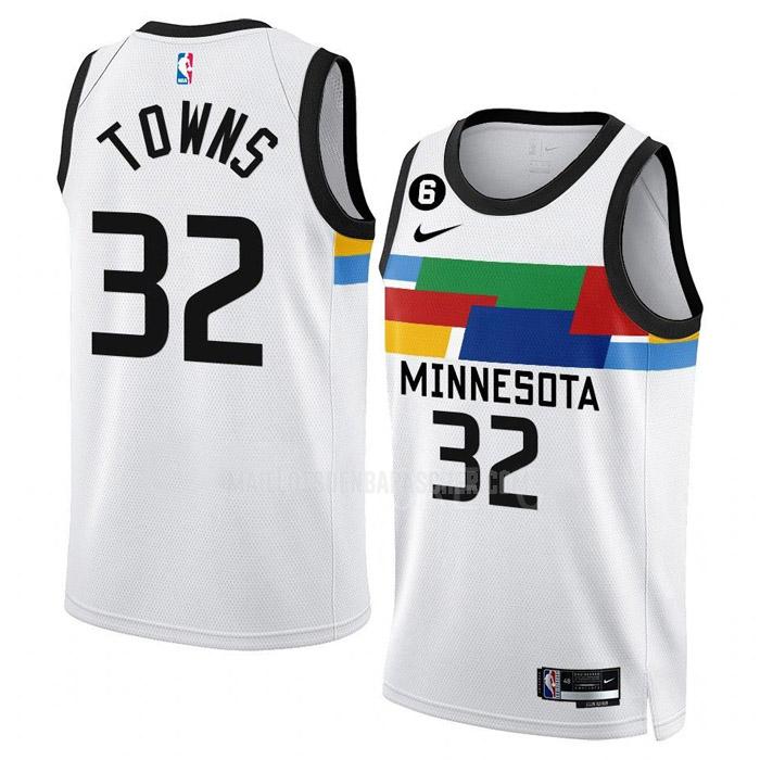 maillot nba homme de minnesota timberwolves karl-anthony towns 32 blanc city edition 2022-23