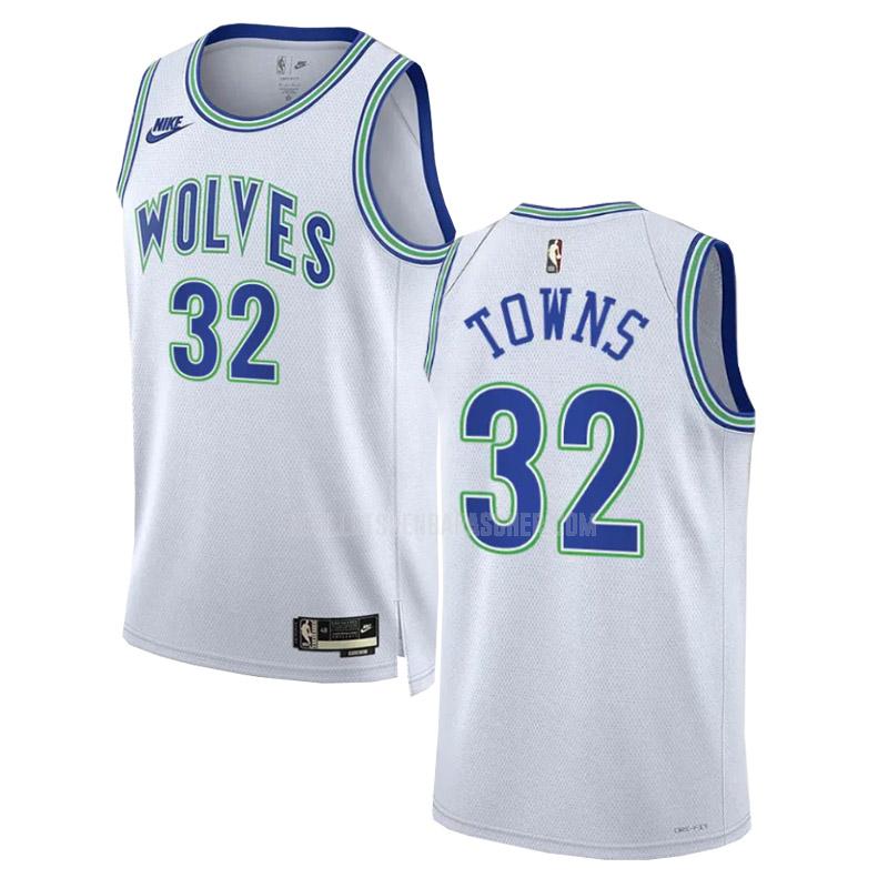 maillot nba homme de minnesota timberwolves karl-anthony towns 32 blanc classic edition 2023-24