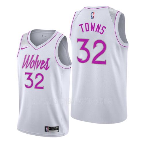 maillot nba homme de minnesota timberwolves karl anthony towns 32 blanc earned version