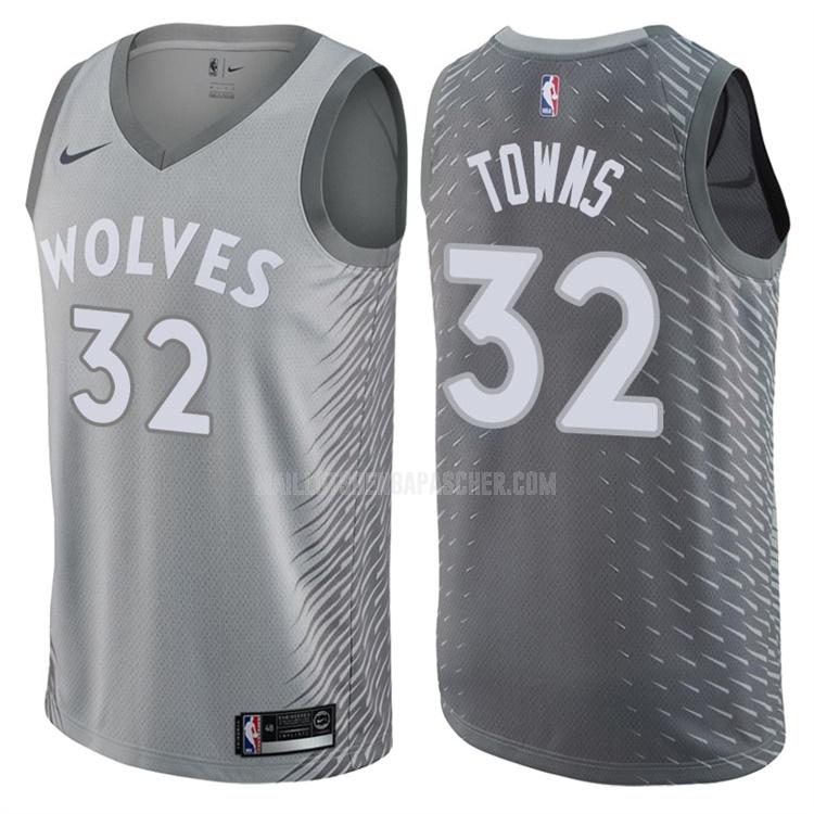 maillot nba homme de minnesota timberwolves karl anthony towns 32 gris city edition