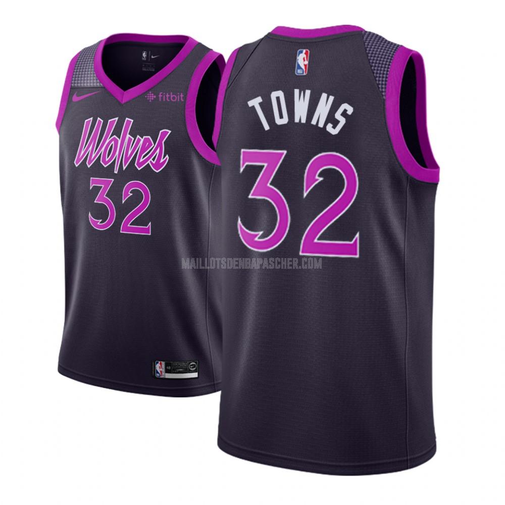 maillot nba homme de minnesota timberwolves karl anthony towns 32 violet city edition