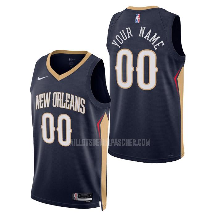 maillot nba homme de new orleans pelicans custom bleu marine icon edition 2023