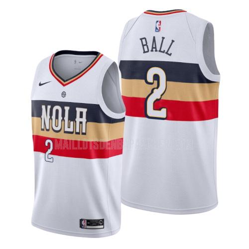 maillot nba homme de new orleans pelicans lonzo ball 2 blanc earned version