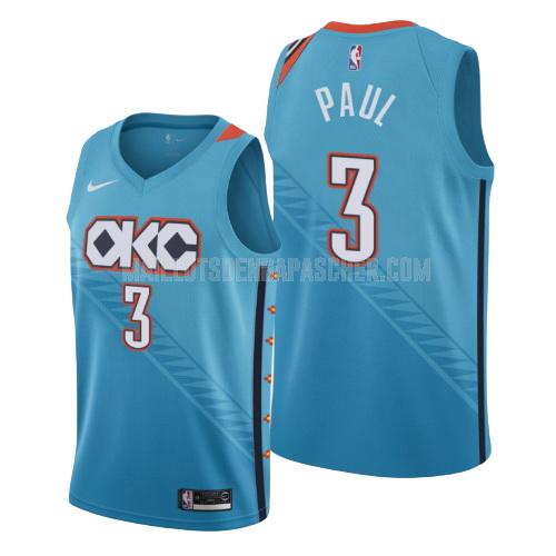 maillot nba homme de oklahoma city thunder chris paul 3 bleu city edition