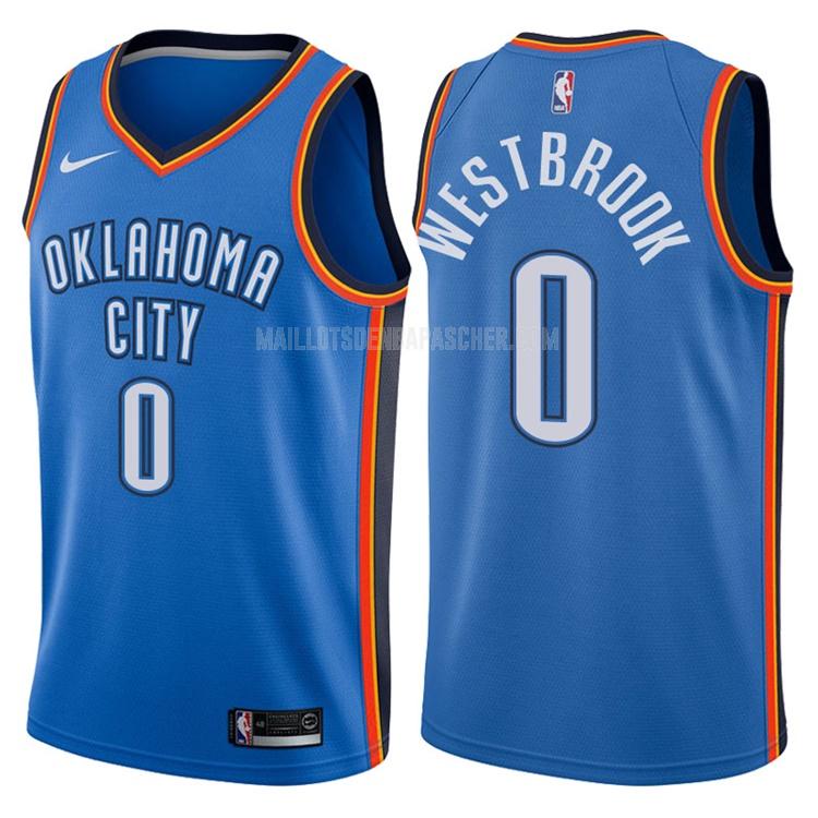 maillot nba homme de oklahoma city thunder russell westbrook 0 bleu icon 2017-18