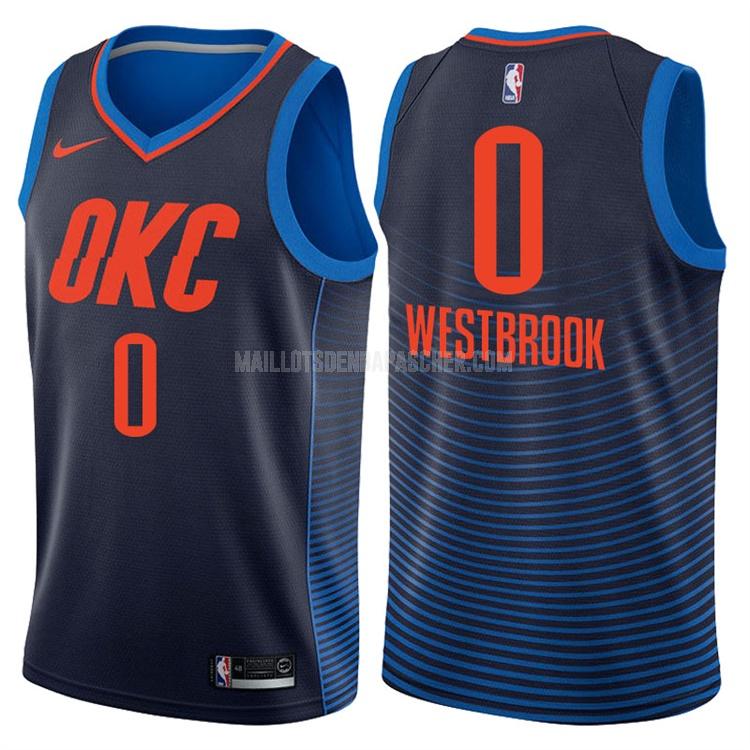 maillot nba homme de oklahoma city thunder russell westbrook 0 bleu marin statement