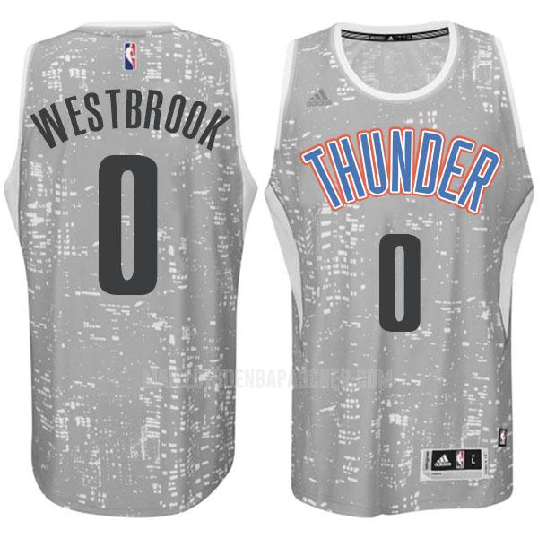 maillot nba homme de oklahoma city thunder russell westbrook 0 gris city edition