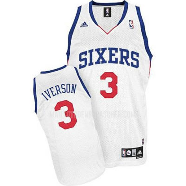 maillot nba homme de philadelphia 76ers allen iverson 3 blanc revolution 30